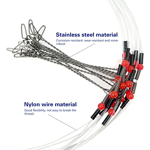 YOTO Fishing Tackle Leaders,Hi-Low Rig,Double Arms Saltwater Stainless Steel Leader with Swivels,High-Strength Fish Wire Gear Equipment, Fishing Gift - color: D1-Nylon Leader-70lb-12pcs