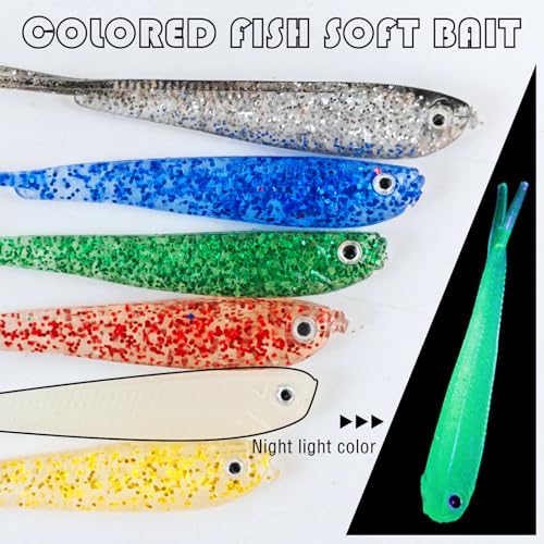 Fishing Soft Plastic Lures | Paddle Tail Swim Baits, Swim Baits for Bass Fishing, Paddle Tail, Crappie Lures - color: G-60PCS