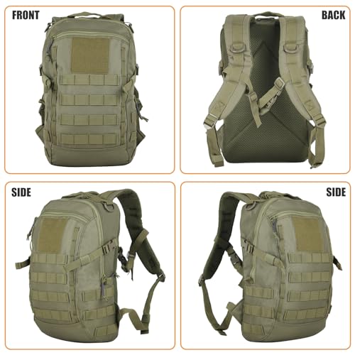 Small Tactical Hiking Backpack, 12L MOLLE Bookbag Daypack for Travel | MOLLE webbing expands carry options;compact,lightweight design fits hiking,school,camping,travel and daily use - color: Green