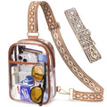 3 Pockets Clear Bag for Stadium Events with 2 Long Straps Sling Backpack Fanny Pack Concert Crossbody Purses for Women - color: 1# Brown-a, style: Style 1