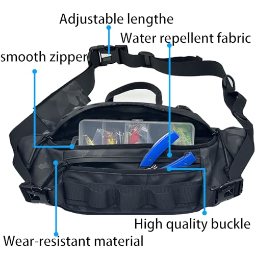 Fishing Fanny Pack for Men -Fishing Fanny Pack-Lightweight and Fishing Sling Pack - color: balck3