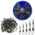 Fishing Snap Swivels Rolling Barrel Swivels with Safety Snaps High Strength Copper and Stainless Steel, Black Nickel Coated Quick Connect Swivel Snap Fishing Tackle - color: 50pcs(6,8,10,12,14#)