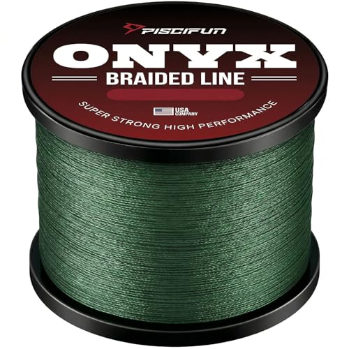 Piscifun Onyx Braided Fishing Line, Superline Abrasion Resistant Braided Lines, Zero Stretch Super Strong, Low Memory, Fast Water Cutting PE Fishing Lines, 6lb-150lb - color: Green, size: 6LB(0.06mm)-150Yds