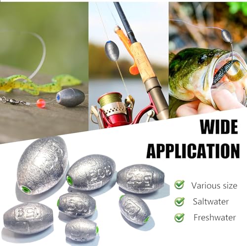 Egg Sinkers Bullet Fishing Weights Oval Shaped with Plastic Core Slip Sinkers for Catfish Fishing Casting Saltwater and Freshwater 1/5oz to 2oz - style: 5 Ounce-150g-5pcs