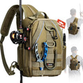Piscifun Fishing Backpack with Rod Holder, Lightweight Sling Bag Storge Gear and Equipment - color: Khaki, size: Standard, style: Urban
