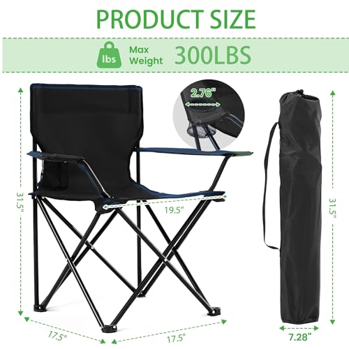 2 Pack Lightweight Folding Camping Chairs, Outdoor Lawn Beach Chair with Cup Holder & Carry Bag for Travel, Fishing, Picnic, Backyard, Hiking (Black, Medium) - color: Black, size: Medium