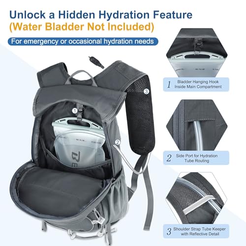 BECOJADDE Hiking Backpack 15L Small Backpack Packable Day pack Water Resistant Lightweight Travel Backpack for Women Men with Shoulder Strap Pockets for Hiking Camping Outdoor, Grey - color: Grey, size: 15L