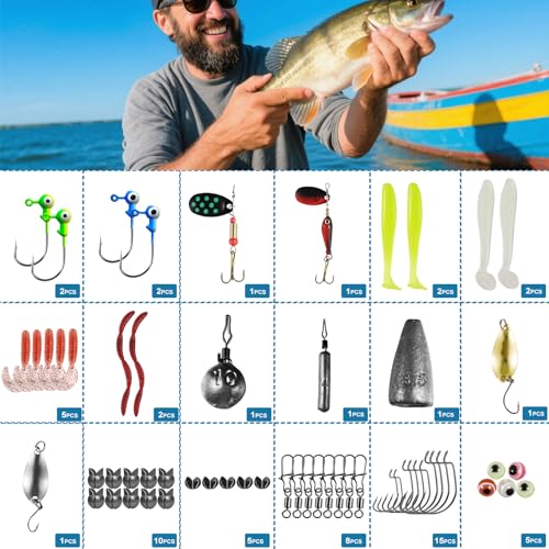SANWEAL Fishing Weights Sinkers Kit, 88PCS Freshwater Fishing Tackle Starter Kit with Bullet Sinkers, Split Shot Weights, Pyramid Sinkers, Jig Head Hooks & Swivels for Bass Trout Panfish - style: Value Kit 60 Pcs/20 Types
