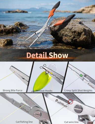 Fishing Tools Kit, Fishing Pliers,Fishing Scissors, Fishing Line Cutter for Braided Fishing Line,Fishing Gear with Lanyard - color: 8"Fishing Pliers Orange