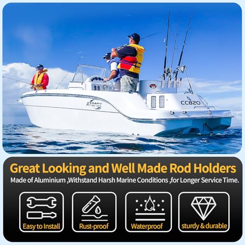 Aluminum Fishing Boat Rod Holder,3/4 Link Tube Aluminum Rod Rack, Suit Boats & Yacht ,Silver - color: Silver 4 Tube