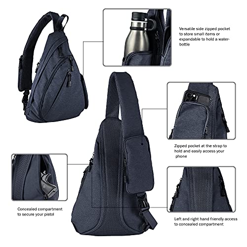 JESSIE & JAMES Peyton Crossbody Sling Backpack Concealed Carry Purse For Women Men Outdoor Chest Bag Shoulder Backpack - color: Navy
