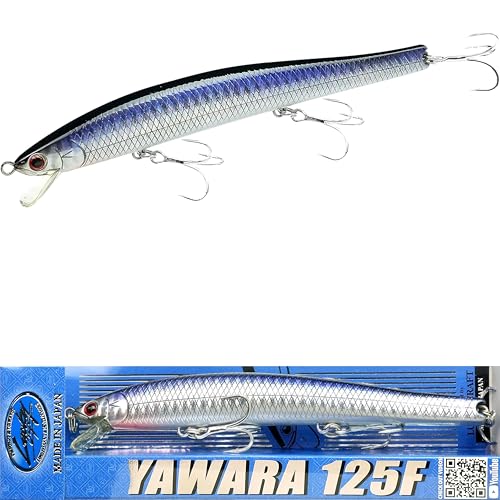 Lucky Craft FlashMinnow 125 YAWARA Saltwater Fishing Lure, Jerkbait for Halibut and Sea Bass, Long Casting Fishing Gear, Slow Sinking 5in 0.7oz, Tackle Box and Fish Accessories - color: 7635 KL Zebra Purple Anchovy, size: 125F, style: With Scale