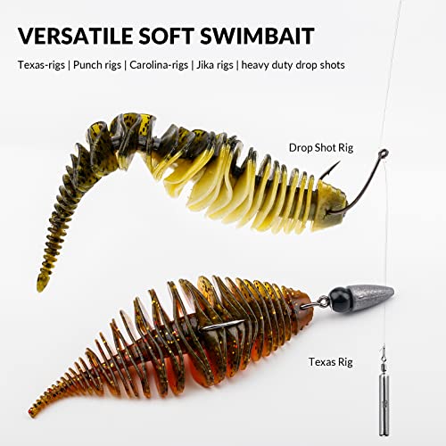 THKFISH Soft Swimbait 5/6 PCS or 15/18 PCS Soft Plastic Fishing Lures Bass Lures Swim Baits Lures for Bass Fishing Worms for Bass - color: color6#, size: 3.94in-5pcs