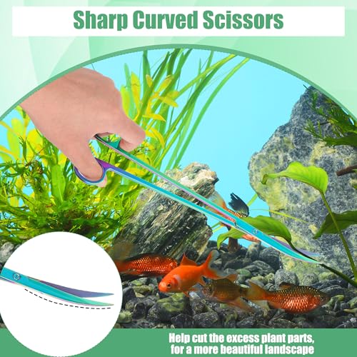 Aquarium Aquascape Tools Kit, 4 in 1 Anti-Rust Aquatic Plant Aquascaping Tool Stainless Steel Black Tweezers Scissors Spatula for Aquarium Tank Clean Fish Tank Aquascape Accessories Set - color: Corlorful