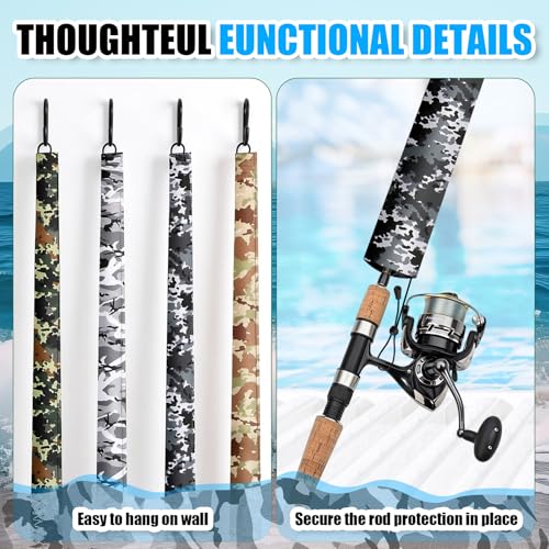 Neoprene Fishing Rod Sleeve Rod Socks Puncture Resistant Fishing Rods Cover for Storage and Transportation Protective Case for Casting Trolling Spinning Rods - color: Camouflage