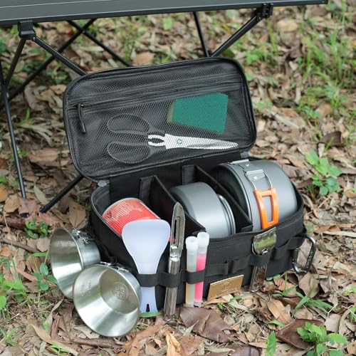 Tactical Camping Storage Bag 9L Tactical Utility Tote Bag Camping Cookware Organizer Trunk Organizer - color: Black