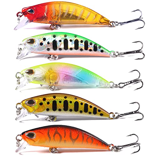 Jerkbait Fishing Lures Jerk Baits for Bass Fishing Jerk Bait Minnow Lures with Tackle Box for Freshwater Saltwater,10pcs - color: B-2in/0.18oz-10pcs