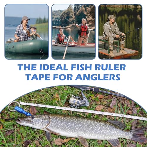 Kingdder 2 Pack Measuring Fish Stringer with Protective Cover Ground Stakes 60 Inch Fishing Measure Tape Ruler Angler Equipment Accessories for Saltwater Freshwater Kayak Spearfishing Stringer