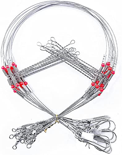 YOTO Fishing Tackle Leaders,Hi-Low Rig,Double Arms Saltwater Stainless Steel Leader with Swivels,High-Strength Fish Wire Gear Equipment, Fishing Gift - color: A2-17.7" 70lb-24pcs