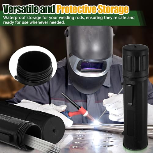 Zonon 2 Pcs Welding Rod Storage Tube 14 Inch Stick Electrode Storage Container Airproof Waterproof Canister (holds 350mm / 13.7in Rods) (Black) - color: Black