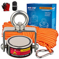 MUTUACTOR Magnet Fishing Kits,760lb Strong Rotating Fishing Magnets Heavy-Duty, Φ1.96''Neodymium Rare Earth Swivel Magnet with 65Ft Durability Rope,Sturdy Gloves for Retrieving Treasures in Rivers - style: 760lb Swivel Magnet (Double Sided)--Φ 1.96"