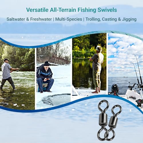 AMSYPORTS High Strength Fishing Swivel Connector Saltwater Freshwater Barrel Swivels Rolling Heavy Duty Swivels Fishing Copper Black Nickel - size: Size14 (9lb) 100 pcs