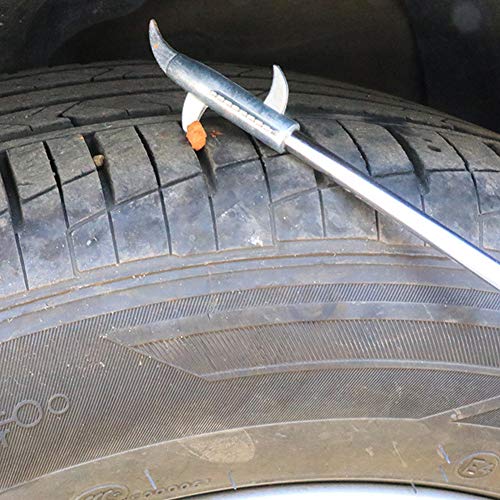 1 Piece Car Tire Cleaning Hook Car Tire Clear Stone Hook Car Tire Stones Remover Hooks Auto Tyre Protector Repair Tools Auto Tyre Protector Groove Stones Remover Hooks with Storage Bag(Orange, Black)