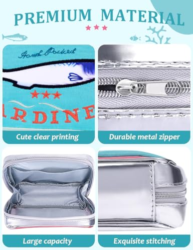 Cessfle Canned Sardines Makeup Bag, Funny Sardine Tin Fish Cosmetic Bag, Creative Cute Makeup Bag Kawaii Pencil Case Pouch, Coquette Make up Pouch for Women… - color: Blue mix Pink