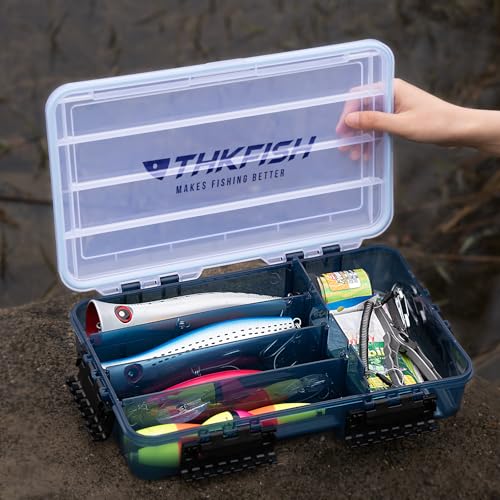 THKFISH Fishing Tackle Box 3600 Tackle Tray Floating Fishing Lure Box Storage Organizer Small Plastic Box with Adjustable Dividers,Sun-proof 2PCS - color: 2PC-3700 deeper tackle box