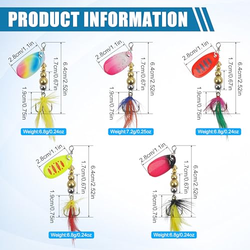 Spinnerbaits Rooster Bait Tail Fishing Lures Kit Inline Spinner Spoon Lures Bass Salmon Trout Hard Metal Spinner Baits for Saltwater Freshwater - style: 5pcs Spinnerbaits-d