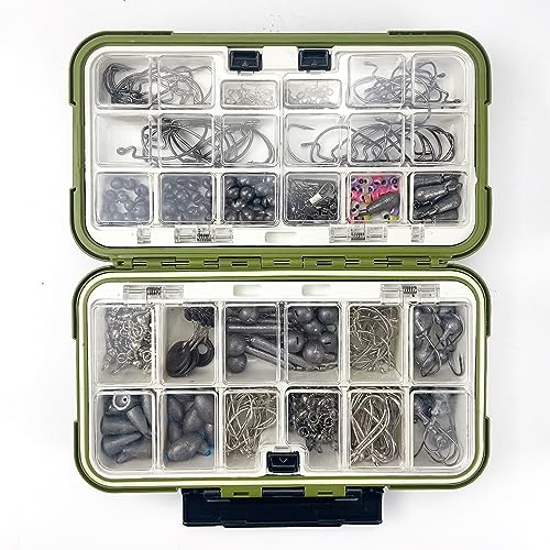 306pcs Fishing Lure Accessories Kit Including Hooks, Sinkers Weights, Rubber Bobber, Jigs, Beads, Swivels Snaps, Fishing Gear Kit with Tackle Box