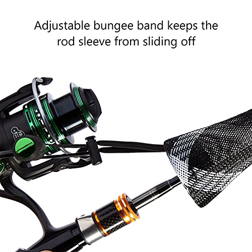 BASSDASH Casting Spinning Fishing Rod Sleeves Protective Rod Socks for Fishing Poles Up to 7-1/2ft - color: Black & White - 2pcs, size: For Spinning Rod up to 7-1/2 ft