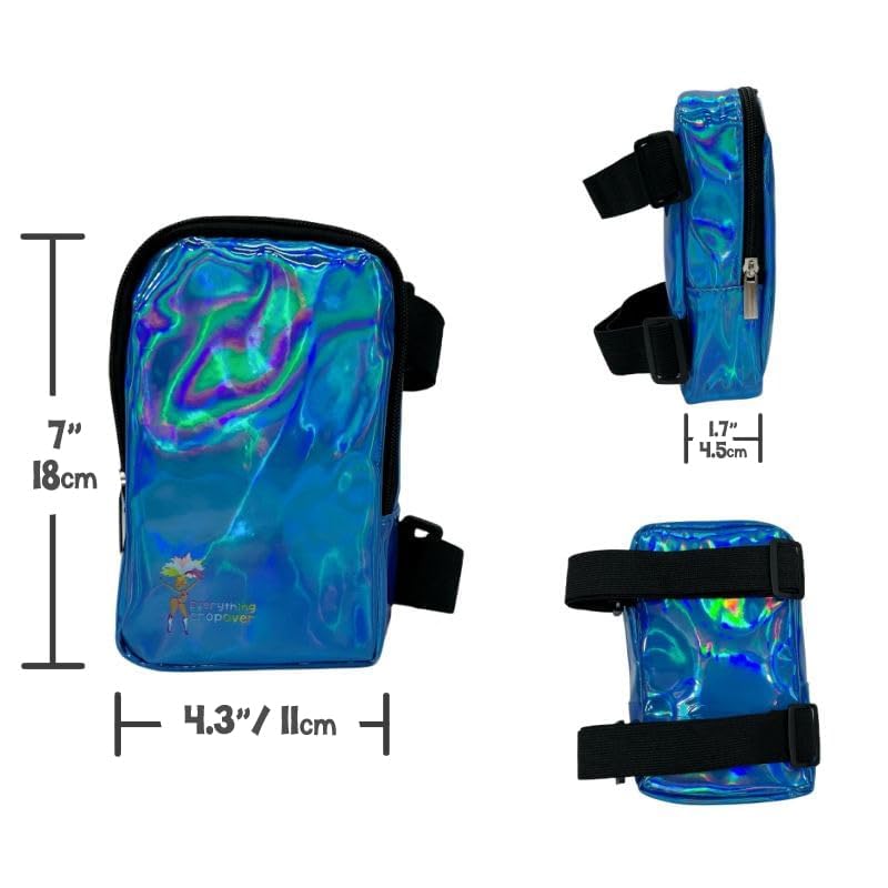 Holographic Thigh Bag | Leg Harness for Women | Outdoor Waist Pouch | Carnival Hiking Travel Fanny Pack with Adjustable Straps | Blue - color: Blue