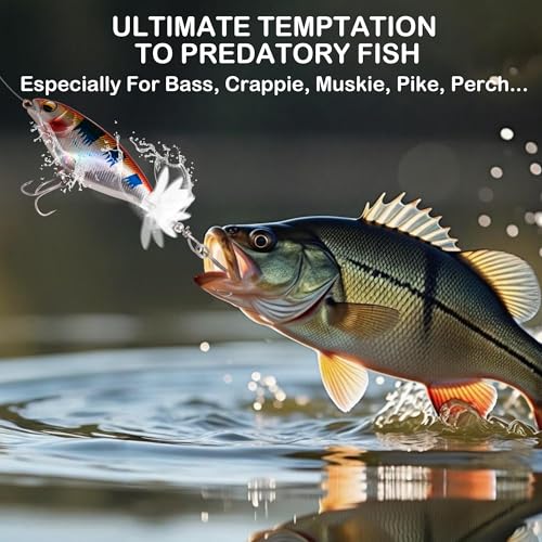 5Pcs Topwater Fishing Lures with Bait Box, Whopper Popper with Rotating Tail Treble Hooks, Plopper Floating Lure for Bass Crappie Walleye Catfish Pike Perch, Freshwater or Saltwater - size: 0.2oz Medium