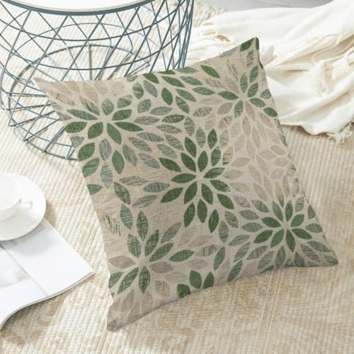 AEIOAE Sage Green Pillow Covers 18 x 18 Inch Set of 2, Rustic Geometric Dahlia Flower Decorative Throw Pillow Covers Farmhouse Floral Cushion Covers for Couch Home Sofa Outdoor Decor - color: Sage Green Floral, size: 18" x 18" (Pack of 1)