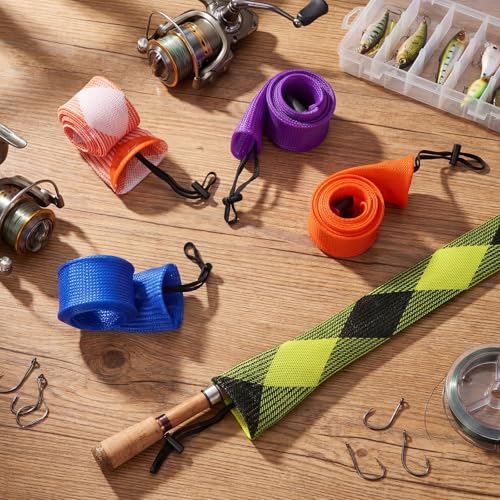 Woanger Lengthen Fishing Rod Sleeve Socks Covers Braided Mesh Rod Protector Fishing Tools Accessories for Bait Casting Sea - size: 67 x 0.18"