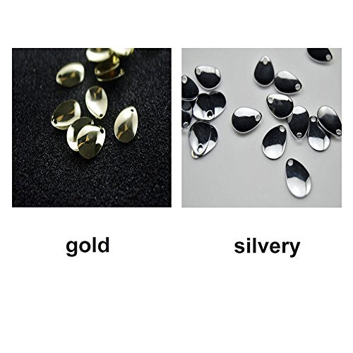 ANER 50pcs Deep Cup Fishing Lures Copper Spinner Blades DIY Fishing Lures Accessories for Hard Lures Worm Spinner Baits Spoons Rigs Making - color: Silver