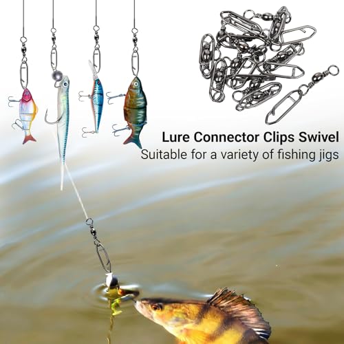Atibin Saltwater Freshwater Snap Swivels Stainless Heavy Steel Fishing Clips Swivel Barrel Clip Fishing Snaps Rolling Speed Change Black Nickel - size: Size 2+M (73lb) 50 pcs