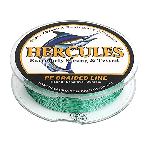 HERCULES Cost-Effective Super Cast 8 Strands Braided Fishing Line 10LB to 300LB Test for Salt-Water,109/328/547/1094 Yards(100M/300M/500M/1000M),Diam.#0.12MM-1.2MM,Hi-Grade Performance,Variety Colors - color: Green, size: 30LB-0.28MM-109YDS(100M)-8 STRAND