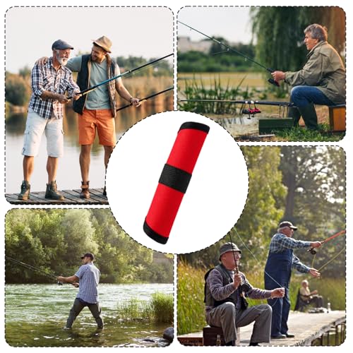9PC Fishing Hook Covers Set,8 Red Lure Wraps for Fishing Rod and 1 Clear PVC Lures Protector,Fishing Lure Wraps,Bait Storage Protector Easily See Bait Glove to Keep Fishermen Safe