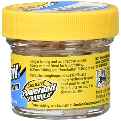 Berkley PowerBait Power Honey Worm Fishing Bait, Natural, 1in, Irresistible Scent & Flavor, Realistic Profile, Ideal for Bluegill, Crappie, Perch and More