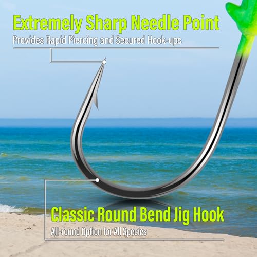 Dr.Fish 10 Pack Underspin Jigs Heads Freshwater Fishing Jig Spinner Stand up Swimbait Bass Walleye Fishing Hooks Willow Blade Round Bottom - color: Glow White, size: 1/16oz