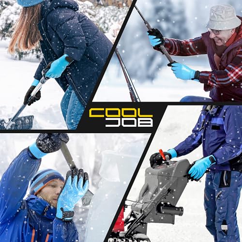 COOLJOB Thermal Warm Winter Work Gloves with Grip, Rubber Coated Touchscreen Waterproof Freezer Gloves for Warehouse, 1 Pair - color: Blue, size: Large