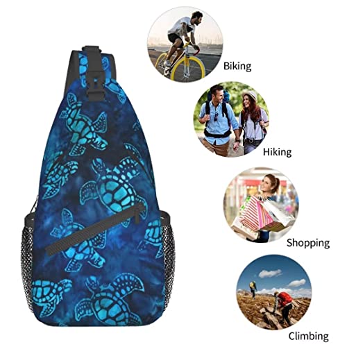 Sea Turtle Sling Bag Crossbody Backpack for Men Women Watercolor Blue Sea Turtle Nautical Coastal Sea Animal Underwater World Print Chest Bag Casual Shoulder Backpack Travel Hiking Daypack - color: Sea Turtle Blue