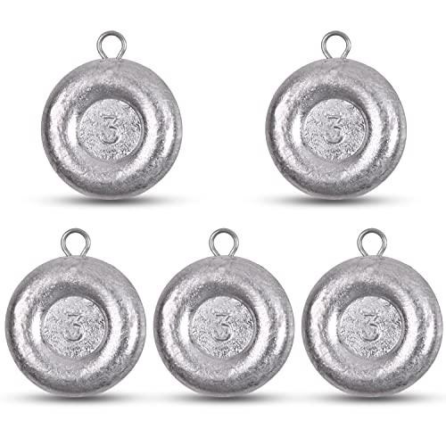 Disc Sinkers Fishing Weights, Coin Sinkers Weights Saltwater Surf Fishing Weights Catfishing Gear Tackle 8oz 6oz 5oz 4oz 3oz 2oz 1oz - style: 3oz-5pack
