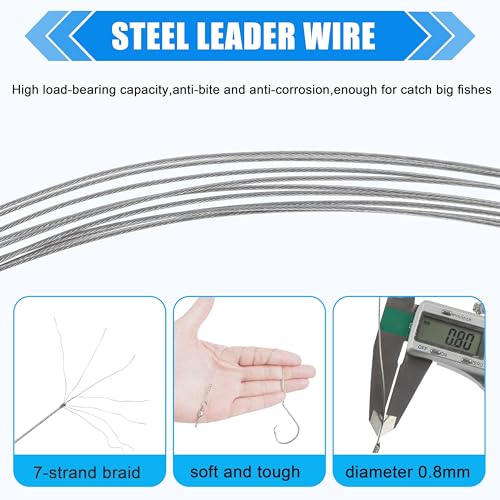 Circle Hooks Rigs Catfish Rig,20pcs Saltwater Fishing Hooks with Leader Catfish Hook Rigs Steel Wire Leaders Pre-Rigged Fishing Leader Hook Rigs for Catfish Bass - size: 5/0-20pcs
