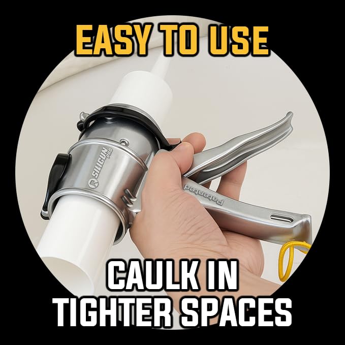 SILIGUN™ PRO Compact 24:1 Caulking Gun - No Drip Caulk Gun - Patent Design - Lightweight Aluminum Frame - Works with all 10 oz Tubes (SILIGUN PRO Scraper Kit) - color: Siligun Pro Scraper Kit