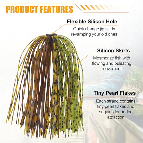 18 Bundles Silicone Jig Skirts 40 Strands Silicone Fishing Unbrella Replacement Skirts Quick Chang for Spinnerbait Bass Jig Lure Making Accessories - style: Mix 3 Colors-18pcs
