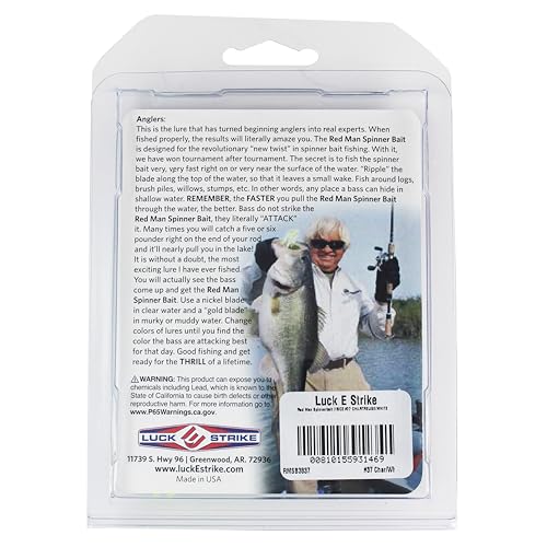 Luck E Strike Redman Spinner Bait by Jimmy Houston, 3/8 Ounce Colorado Spinnerbait - color: Chartreuse/White