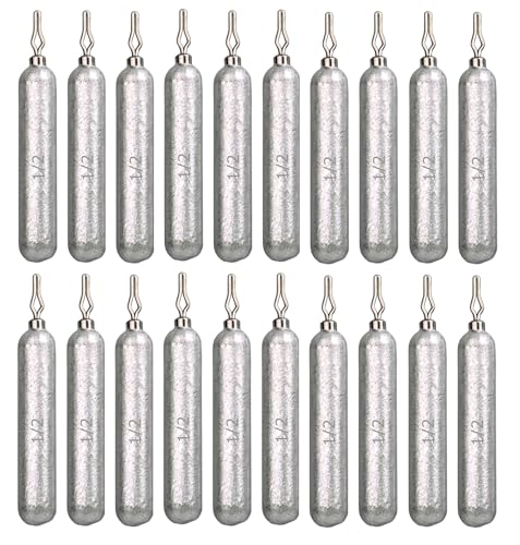 Reaction Tackle Drop Shot Weights for Bass Fishing - Skinny Pencil Sinkers for Drop Shot Rig - Freshwater and Saltwater Finesse Fishing - color: Silver, size: 1/2 Oz (20-Pack)